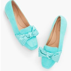 Stella Stripe Bow Suede Loafers